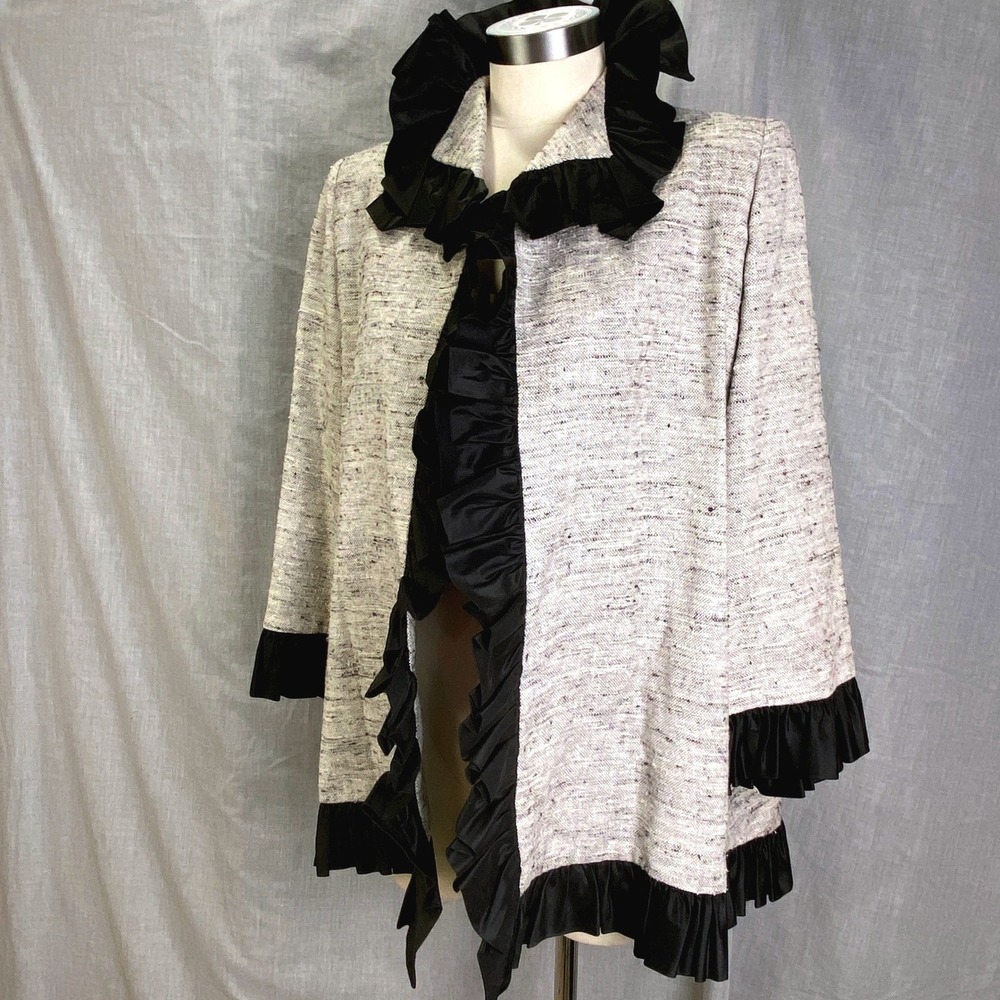 Mark Heister Silk Jacket XS Ruffled‎ Trim Couture Evening Artwear